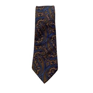 Guy Laroche New York Silk Tie Blue Brown Paisley Made‎ in Italy